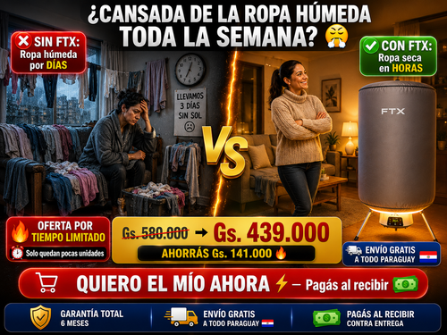 Secarropas Portátil FTX 2 en 1 — Secá tu Ropa y Calentá tu Hogar